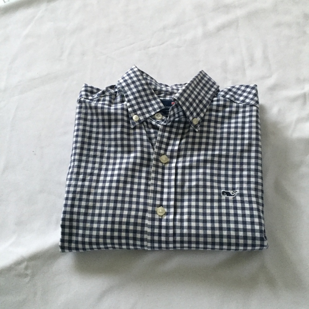 VINEYARD VINES MEN'S BLACK COTTON SLIM FIT SHIRT